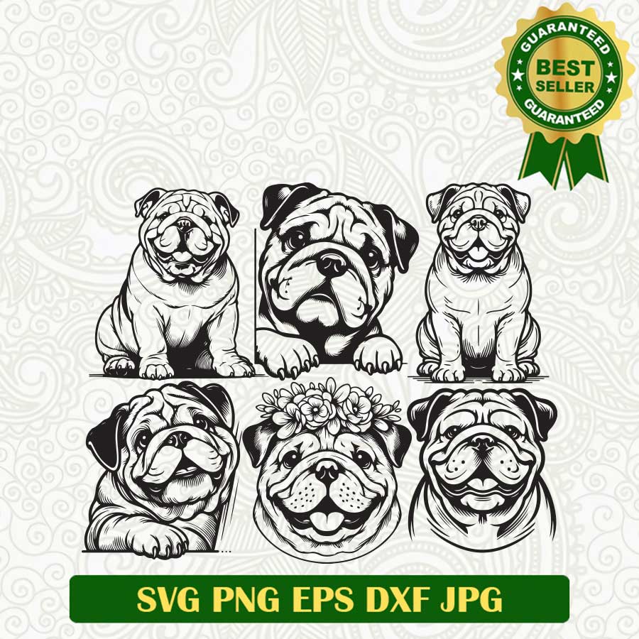 Pug dog face bundle SVG, Pug lovers SVG, Pug dog bundle SVG PNG cricut