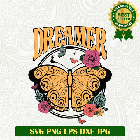 Dreamer bufterfly SVG PNG, Buffterfly bohemian dream catcher SVG, Dreamer SVG PNG cut file