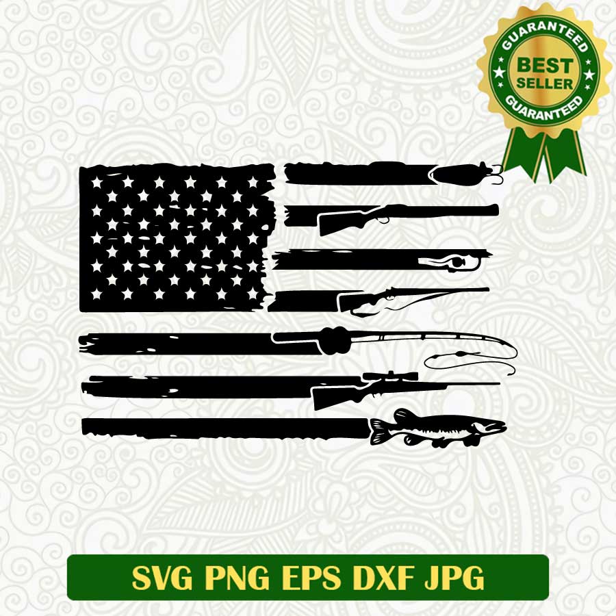 American flag fishing tools SVG, 4th of july fishing SVG, america fishing flag SVG