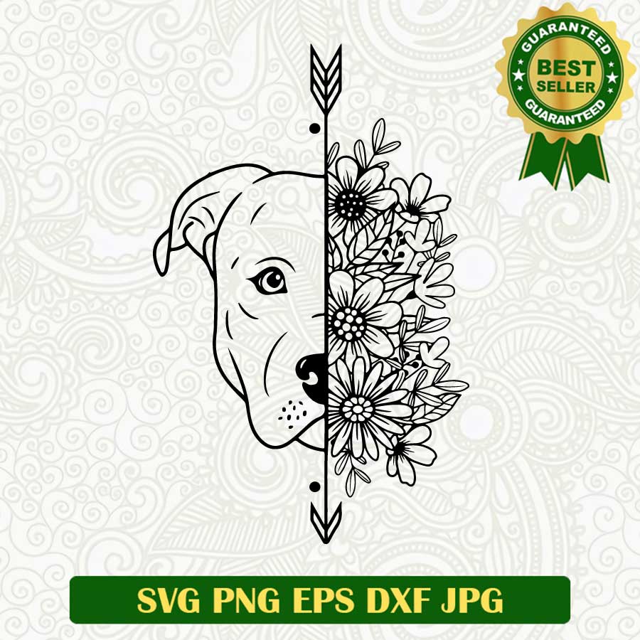 Floral dog SVG cut file, Dog face floral SVG, Dog pet SVG