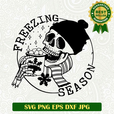 Freezing season skull coffee SVG, Winter christmas SVG, Winter season skull drink coffee SVG cricut