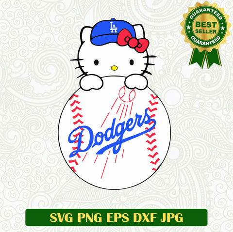 Hello Kitty Dodgers Baseball SVG, Dodgers Baseball funny SVG, Hello Kitty Baseball SVG PNG cut file