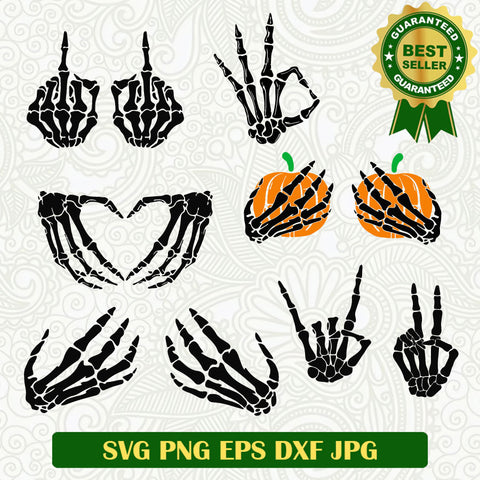 Halloween Skeleton hand pumpkin SVG, Halloween hand fuck SVG, Skeleton halloween SVG cut file cricut