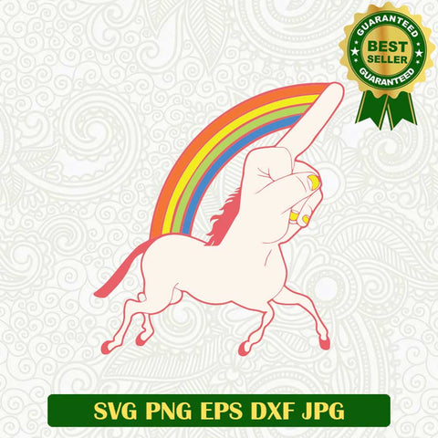 Unicorn fuck hand SVG, Unicorn funny rainbow SVG, Fuck hand Unicorn funny SVG PNG cut file