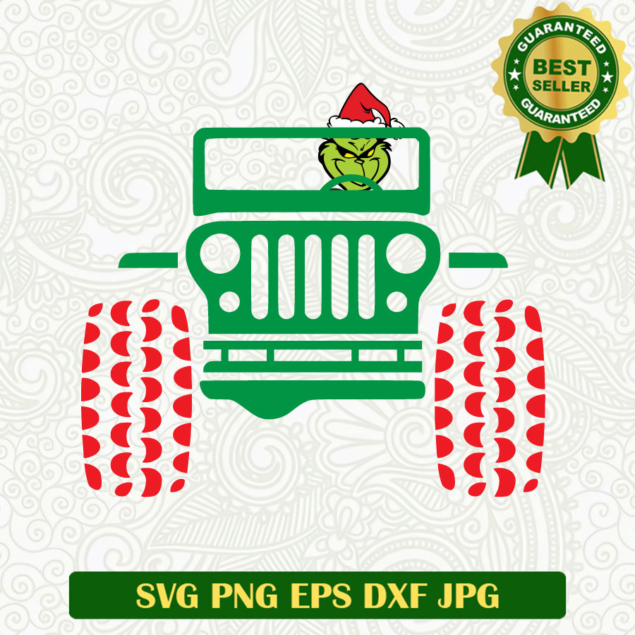 Grinch Drive Jeep Christmas SVG