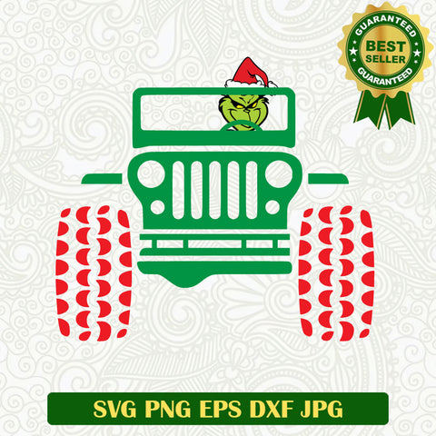 Grinch Drive Jeep Christmas SVG, Grinch christmas Jeep Car SVG, The Grinch Driving Jeep SVG PNG cut file