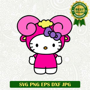 Hello Kitty Aries SVG, Hello Kitty SVG, Aries Funny SVG PNG cut file