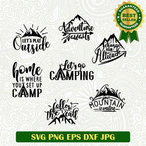 Let's go Camping bundle SVG, Adventure awaits SVG, Mountain camping SVG cut file cricut