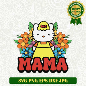 Hello Kitty Mama Flowers SVG, Hello Kitty Mama SVG, Hello Kitty Flower Mother's Day SVG PNG cut file