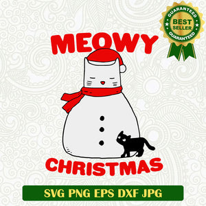 Meowy christmas snowman SVG, Snowman cat Christmas SVG, Merry christmas Snowcat SVG cut file cricut