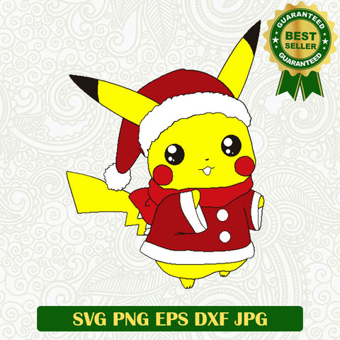 Pikachu pokemon santa claus SVG, Christmas Pikachu SVG, Christmas Pokemon SVG PNG cut file