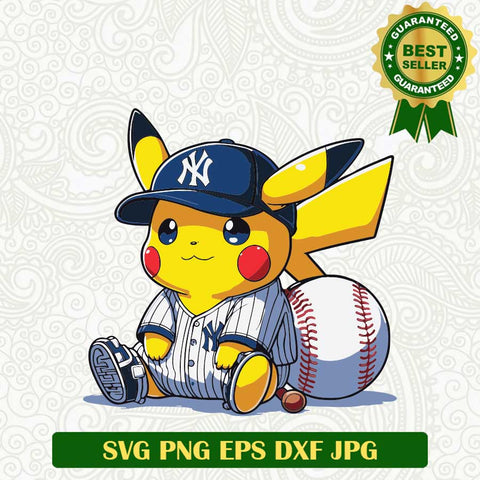 Pikachu Baseball NY Yankees SVG, Pikachu baseball SVG, Pokemon Baseball SVG PNG cut file