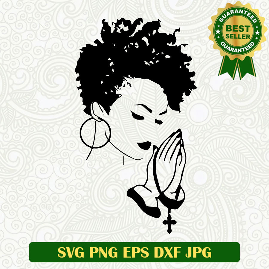 Black woman prayer SVG