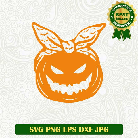 Pumpkin with bandana SVG, Pumpkin face SVG, Pumpkin halloween SVG