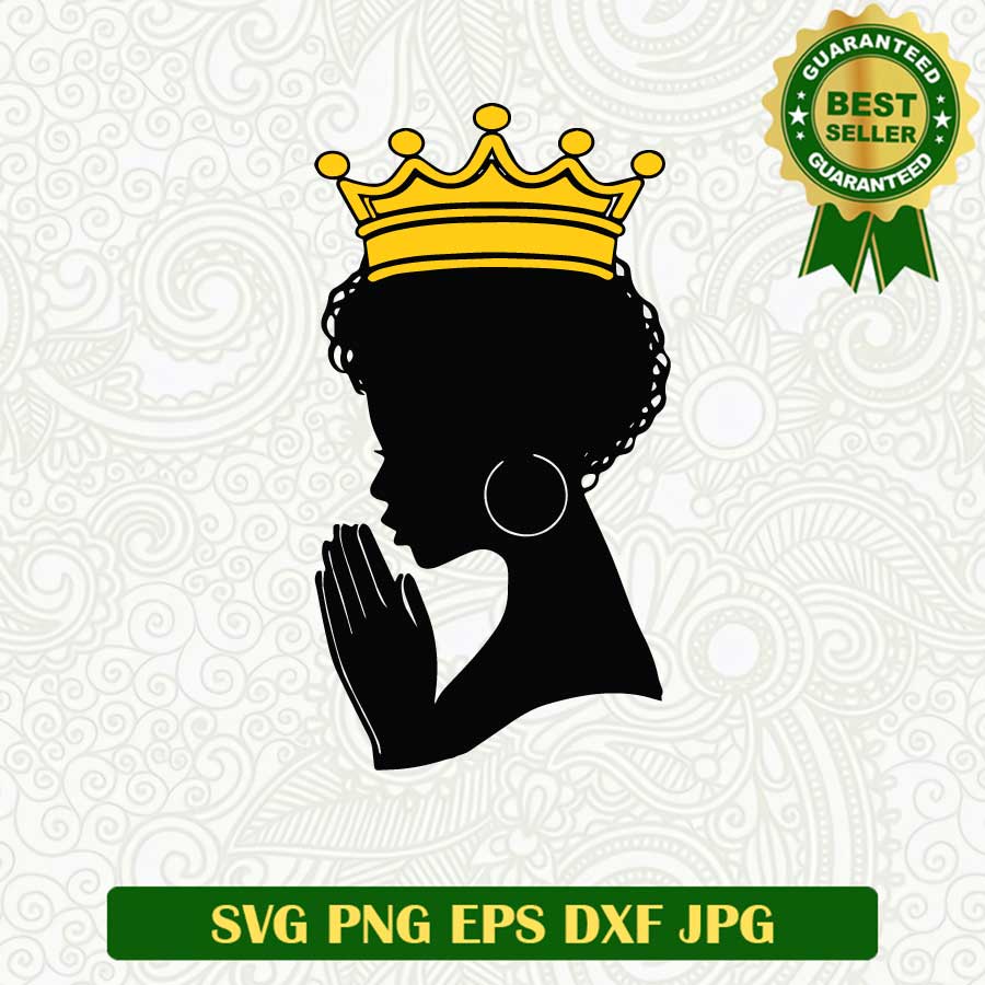 Black queen pray SVG