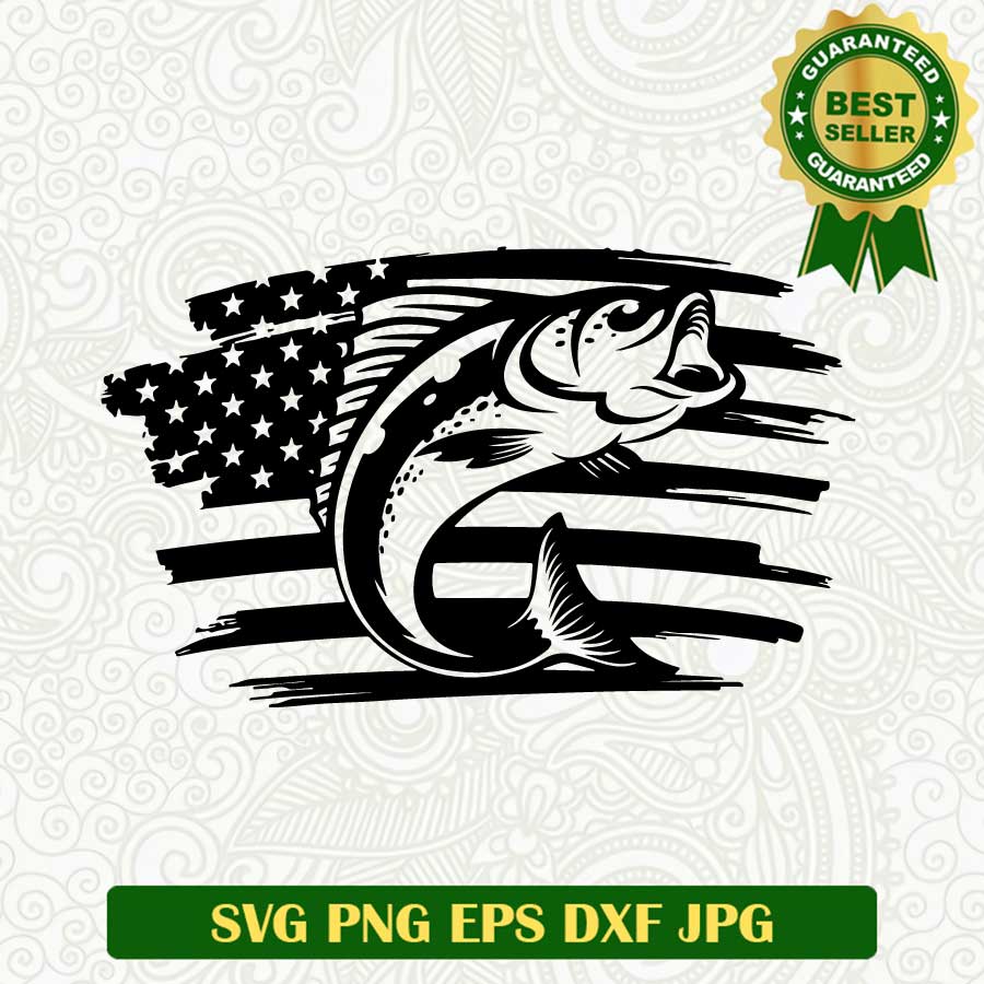 Fishing american flag SVG