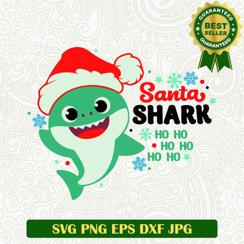 Santa shark Ho Ho Ho SVG, Christmas baby Shark SVG, Christmas funny baby shark SVG PNG cut file