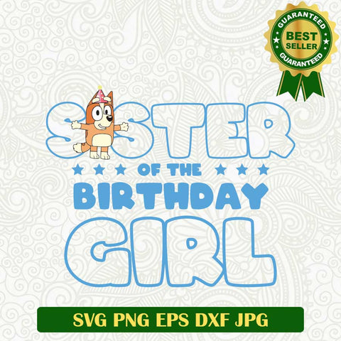 Sister of the birthday girl SVG, Bluey sister SVG, Sister Bluey Birthday SVG PNG cut file