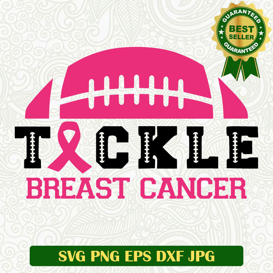 Tackle breast cancer football SVG, Breast cancer awareness pink ribbon SVG, October breast cancer SVG