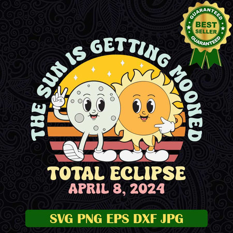 The sun getting mooned total eclipse 2024 SVG, Solar eclipse 8th april 2024 SVG, Solar eclipse SVG PNG cut file