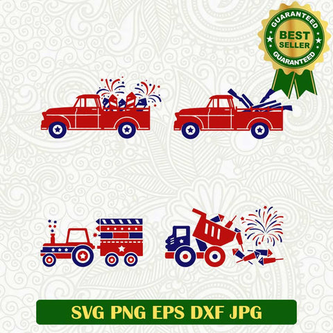 4th Of July us Flag truck SVG, American 4th Of July SVG, USA Truck fireworks SVG