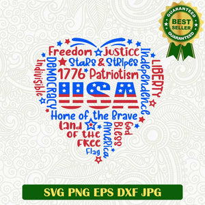 Usa patriotism heart SVG, American 4th Of July SVG, USA independence SVG