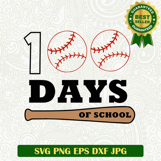 100 Days of school baseball SVG