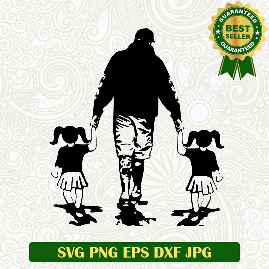 Daddy and two daughter SVG