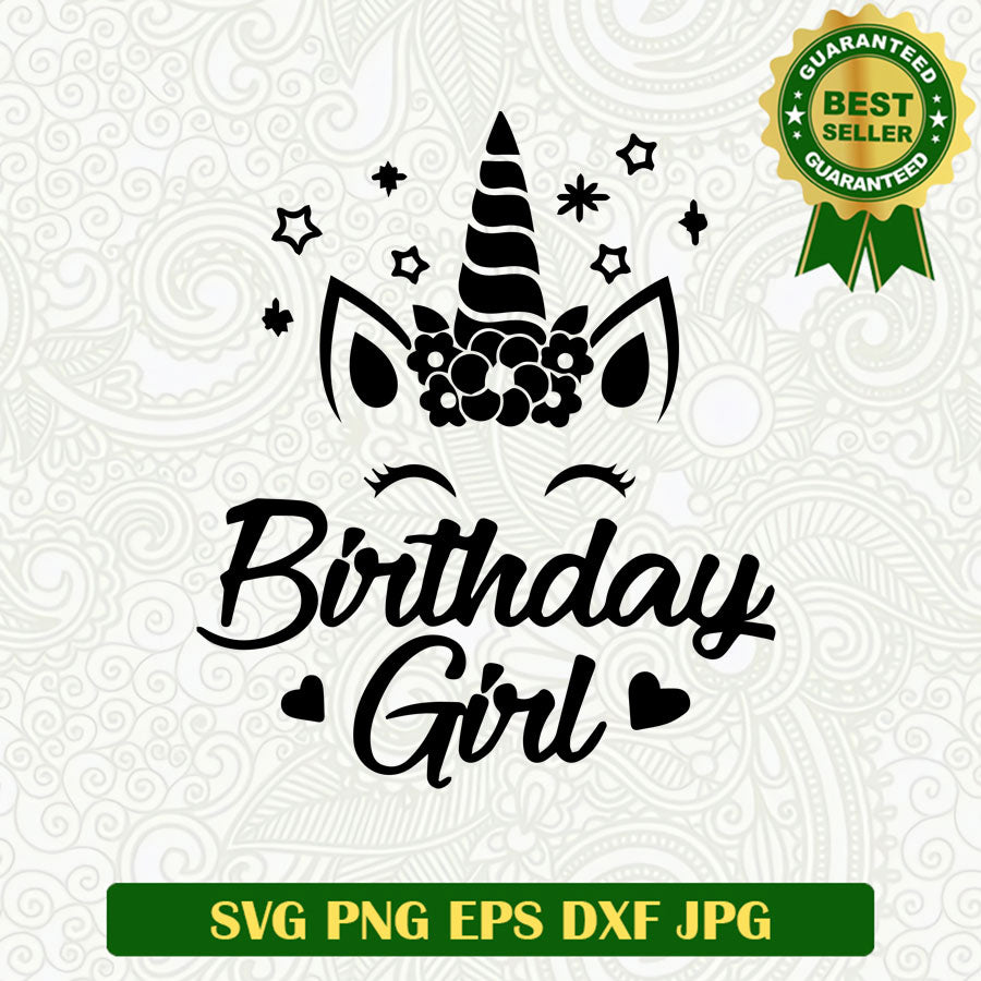 Birthday girl unicorn SVG