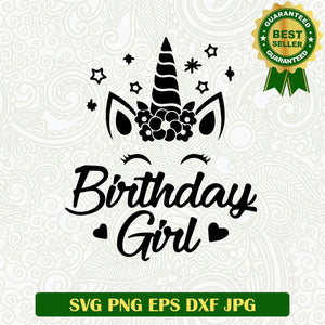 Birthday girl unicorn SVG, Unicorn face SVG, Unicorn Girl SVG