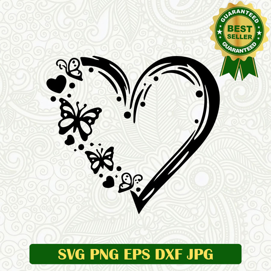 Buffterfly heart SVG, Butterflies SVG files, Butterflies heart SVG ...