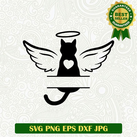 Cat heaven angel wings SVG, Angel wings Cat SVG files, Cat heaven SVG