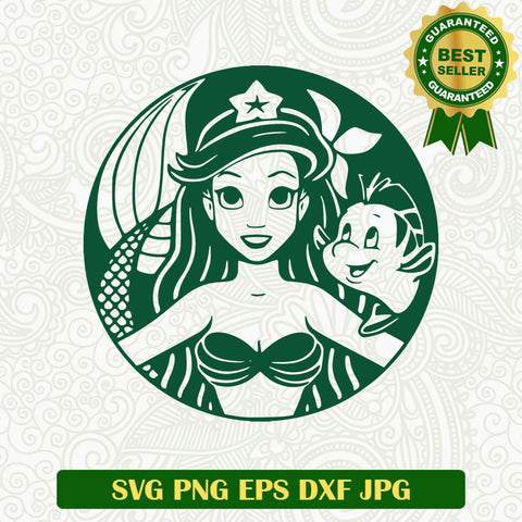 Little mermaid starbucks coffee SVG, Mermaid coffee logo SVG, Little mermaid Disney SVG file