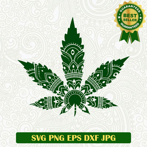 Cannabis mandala SVG, weed leaf SVG files, Mandala weed SVG