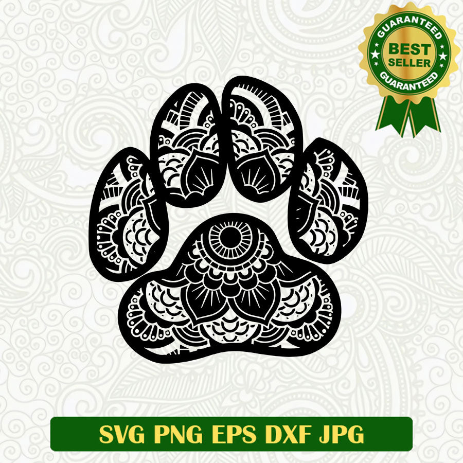 Paw mandala SVG, Dog paw SVG files, Dog paw SVG cut file