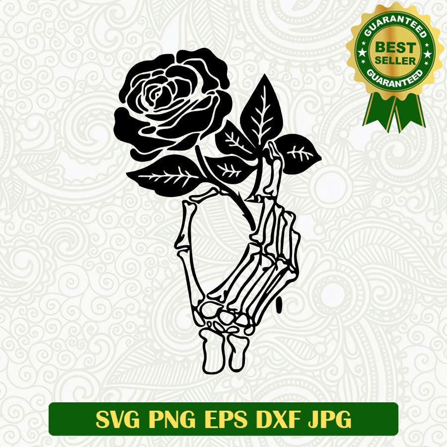 Skeleton hand take rose SVG