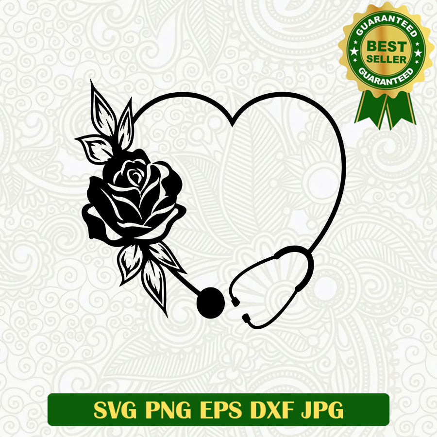 Stethoscope floral SVG, Nurse Stethoscope SVG, Nurse SVG cut file