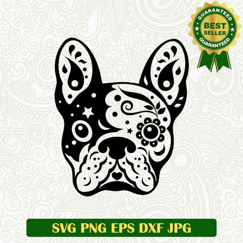 French Bulldog face SVG, French Bulldog SVG, French Bulldog mandala SVG cut file