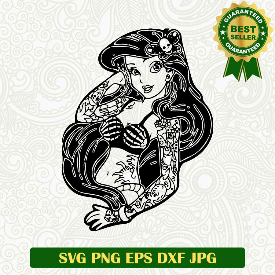 Little mermaid tattoo SVG, The little mermaid SVG, Little mermaid ariel SVG cut file