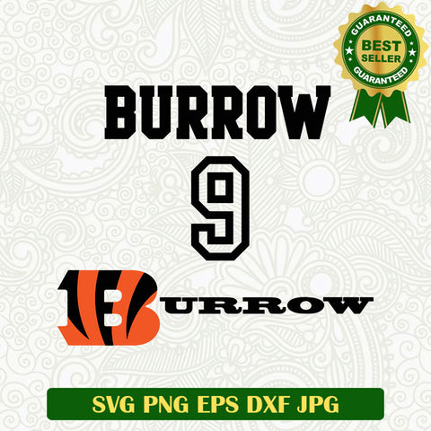 Joe Burrow 9 SVG, Joe Burrow Cincinnati Bengals SVG, Cincinnati Bengals SVG