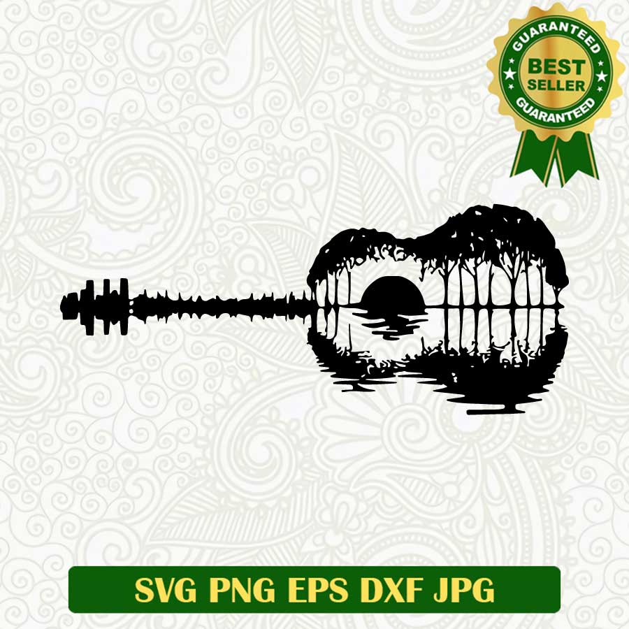 Hippie guitar forest SVG, Guitar tree SVG, Hippie bohemian SVG cut file cricut