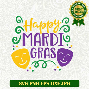 Happy mardi Gras SVG, Fat Tuesday SVG, Fleur De Lis SVG, Mardi gras mask SVG