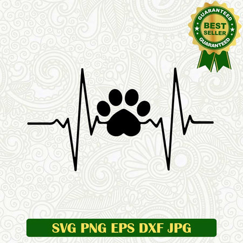 Dog paw heartbeat SVG, Dog paw SVG, Cat paw SVG PNG cut file