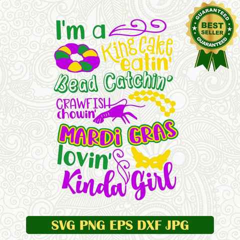 King cake mardi gras kinda girl SVG, Fat Tuesday SVG, Fleur De Lis SVG, Mardi gras Girl SVG