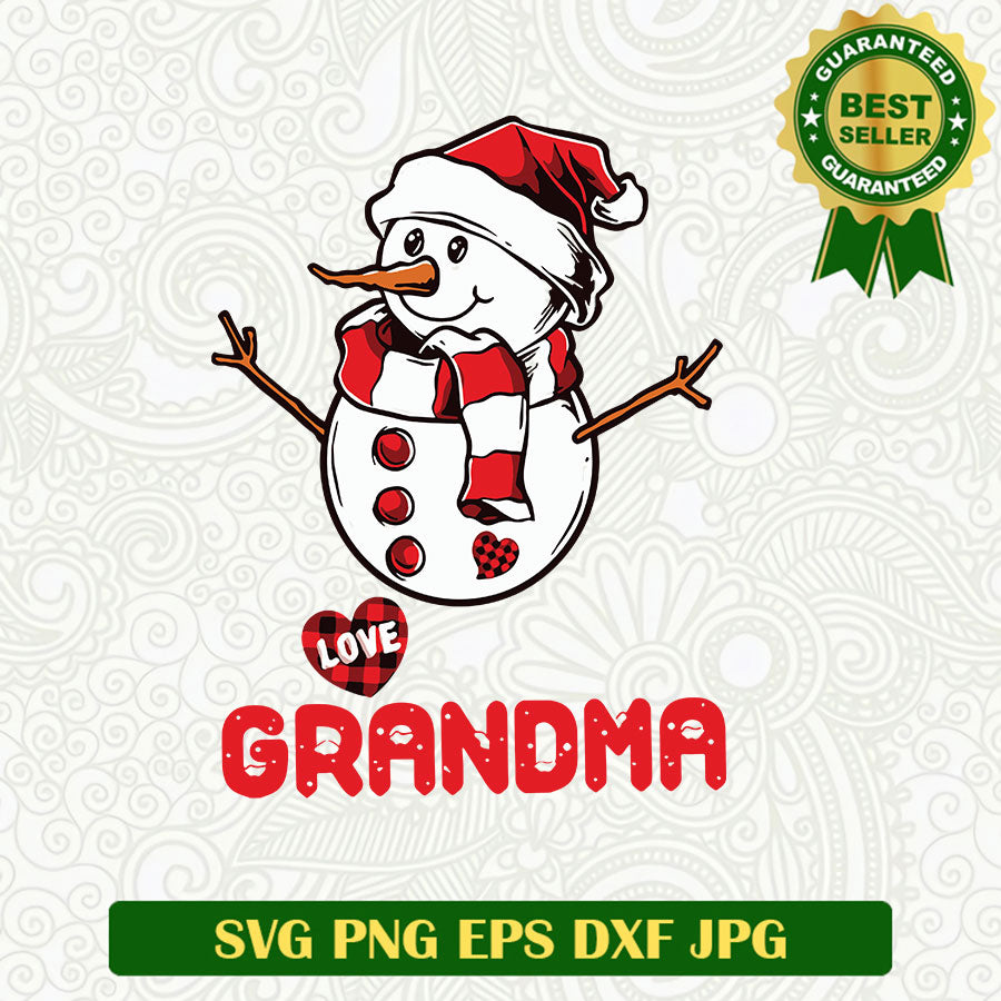 Love grandma snowman christmas SVG, Christmas Snowman SVG files, Grandma SVG