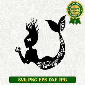 Mermaid floral SVG, Mermaid SVG, Mermaid tail SVG cut file cricut