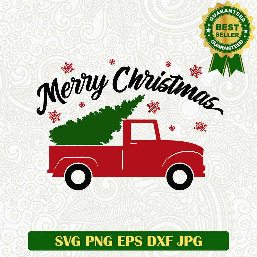 Merry christmas red truck SVG