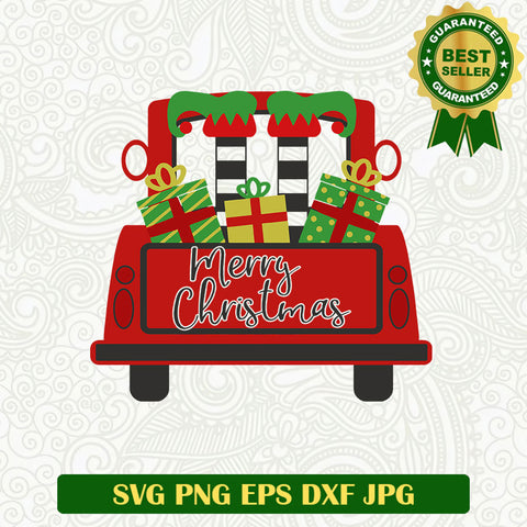 Merry christmas Truck car SVG, Christmas Gift SVG files, Merry christmas Elf SVG