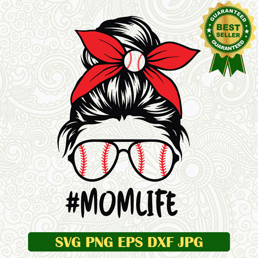 Momlife baseball SVG, Baseball softball mom SVG, Momlife messy bun SVG