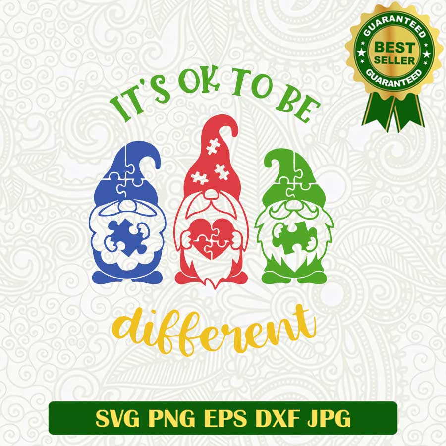 It's ok to be different gnomes SVG, Gnomes autism SVG, Autism Awareness SVG PNG cut file